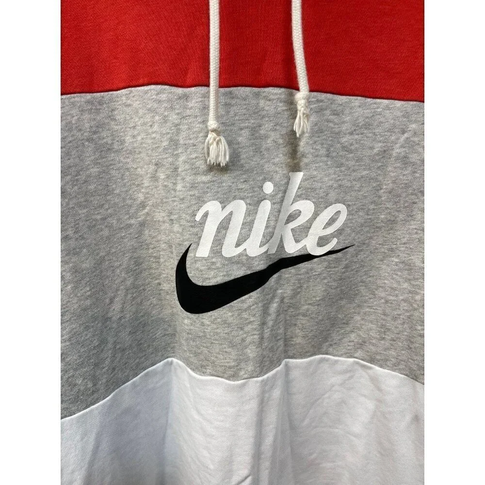 Nike Sportswear Varsity Hoodie Dress Logo White Gray Coral CJ3926 631 Small